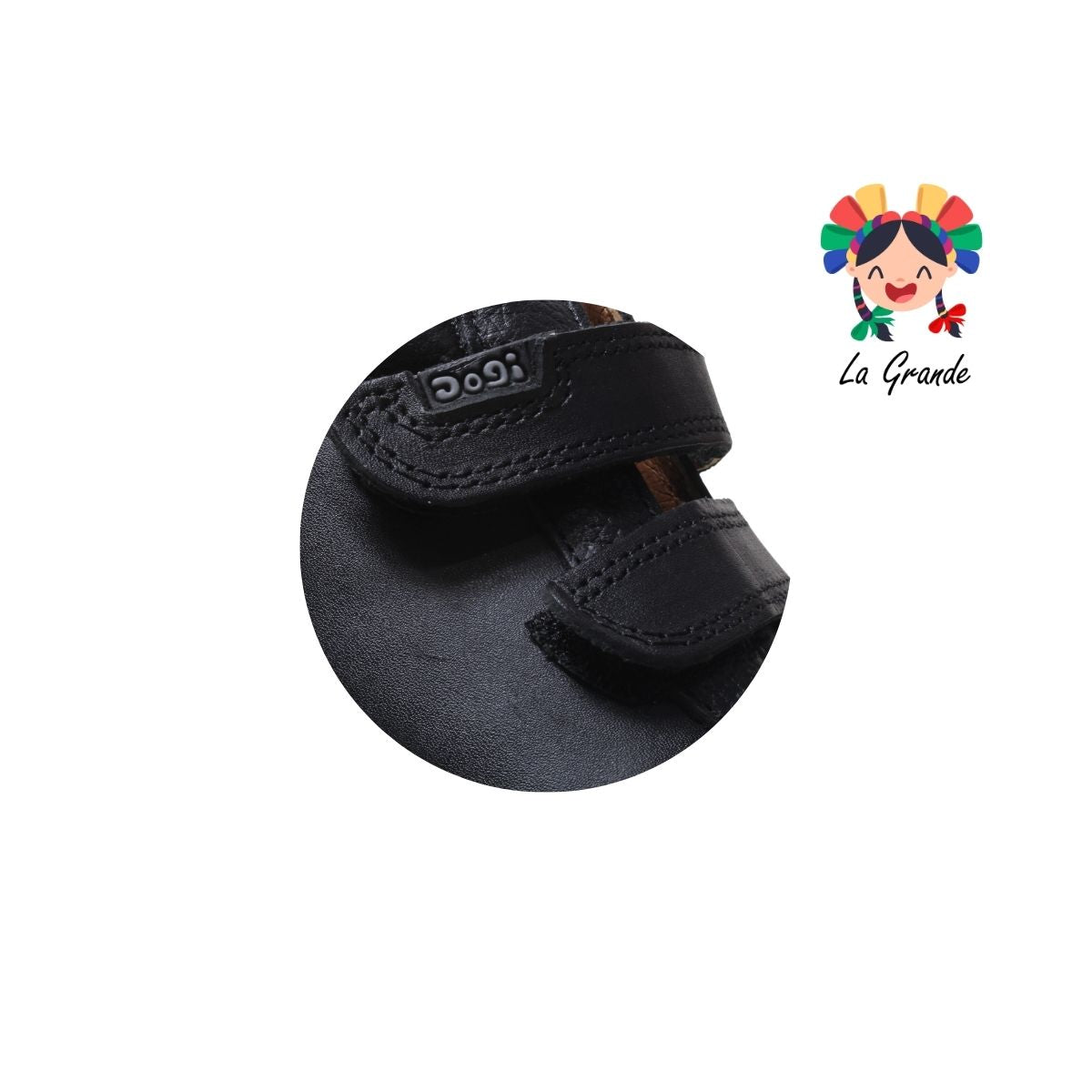 6335 DOGI Negro Piel Zapato Escolar para Niño y Joven