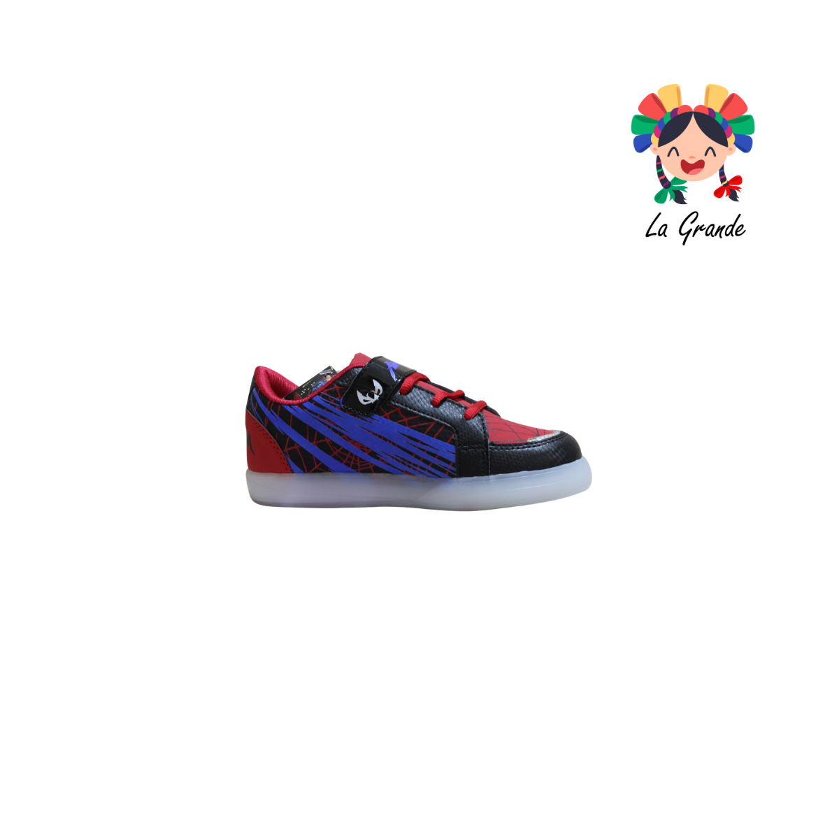 35-A SPACE BOYS Negro Rojo Sint Tenis Casual con Luz Led para Niño
