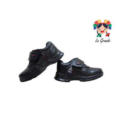 8016 BUGATY SHOES Negro Piel Zapato Escolar para Niño