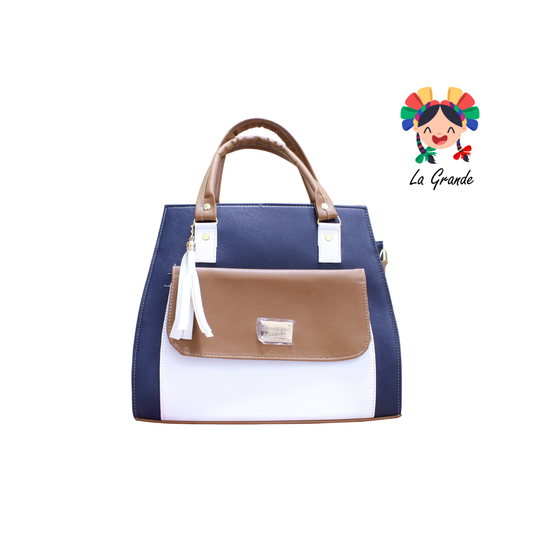 064 TONY Bolsa Mno Camel Bco Casual con Bolsa Enfrente para Dama