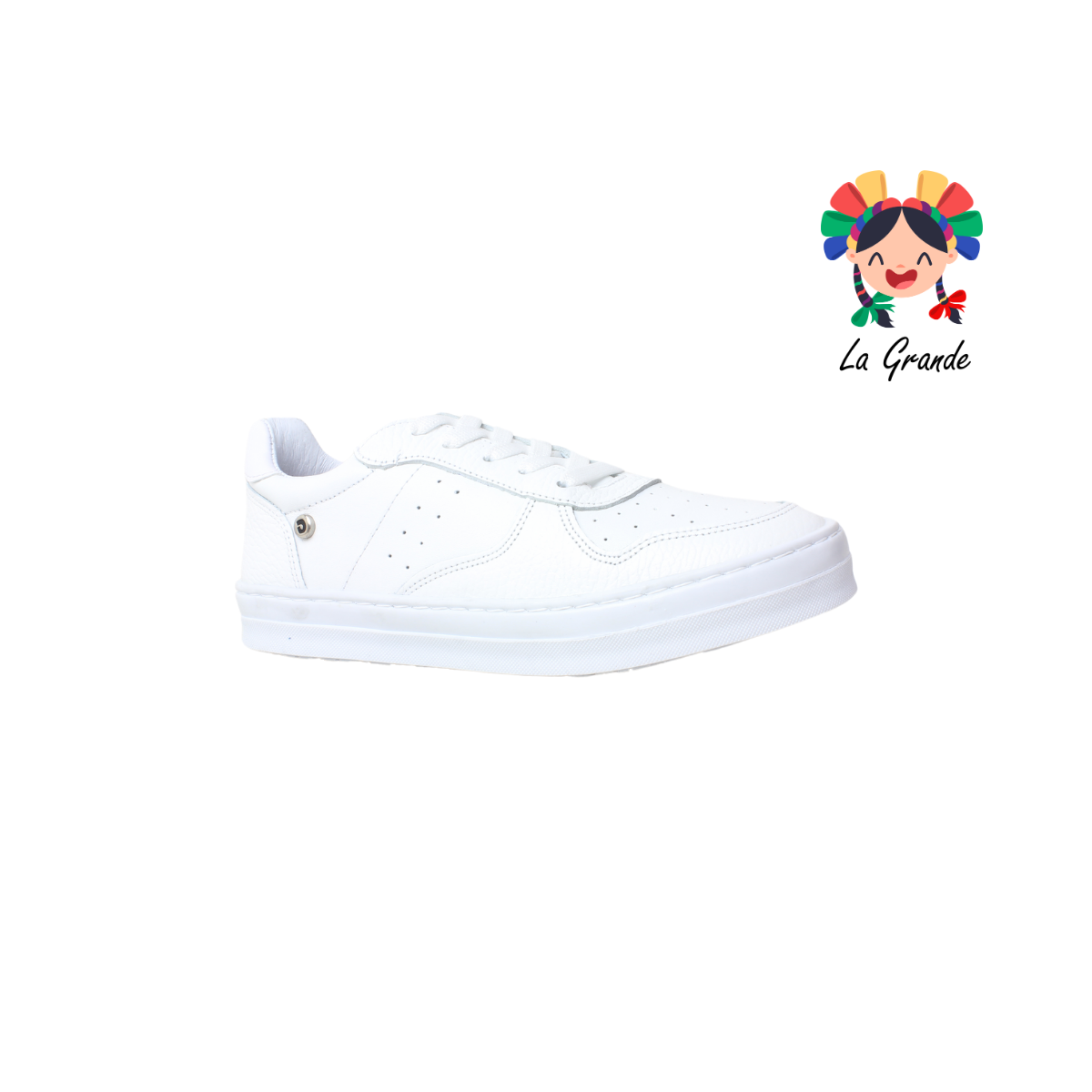 6721 DOGI Blanco Piel Tenis Escolar para Dama y Joven