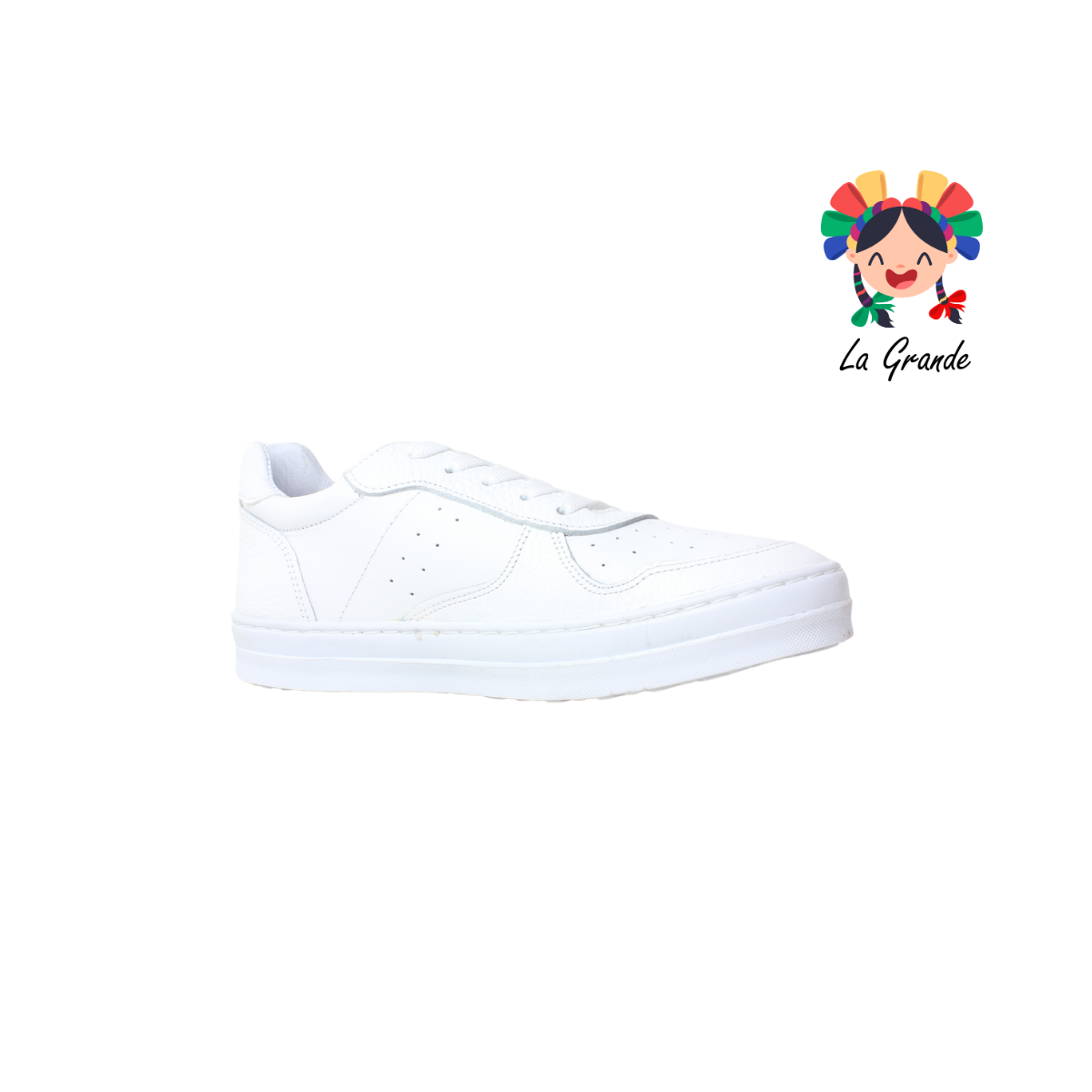 6721 DOGI Blanco Piel Tenis Escolar para Dama y Joven