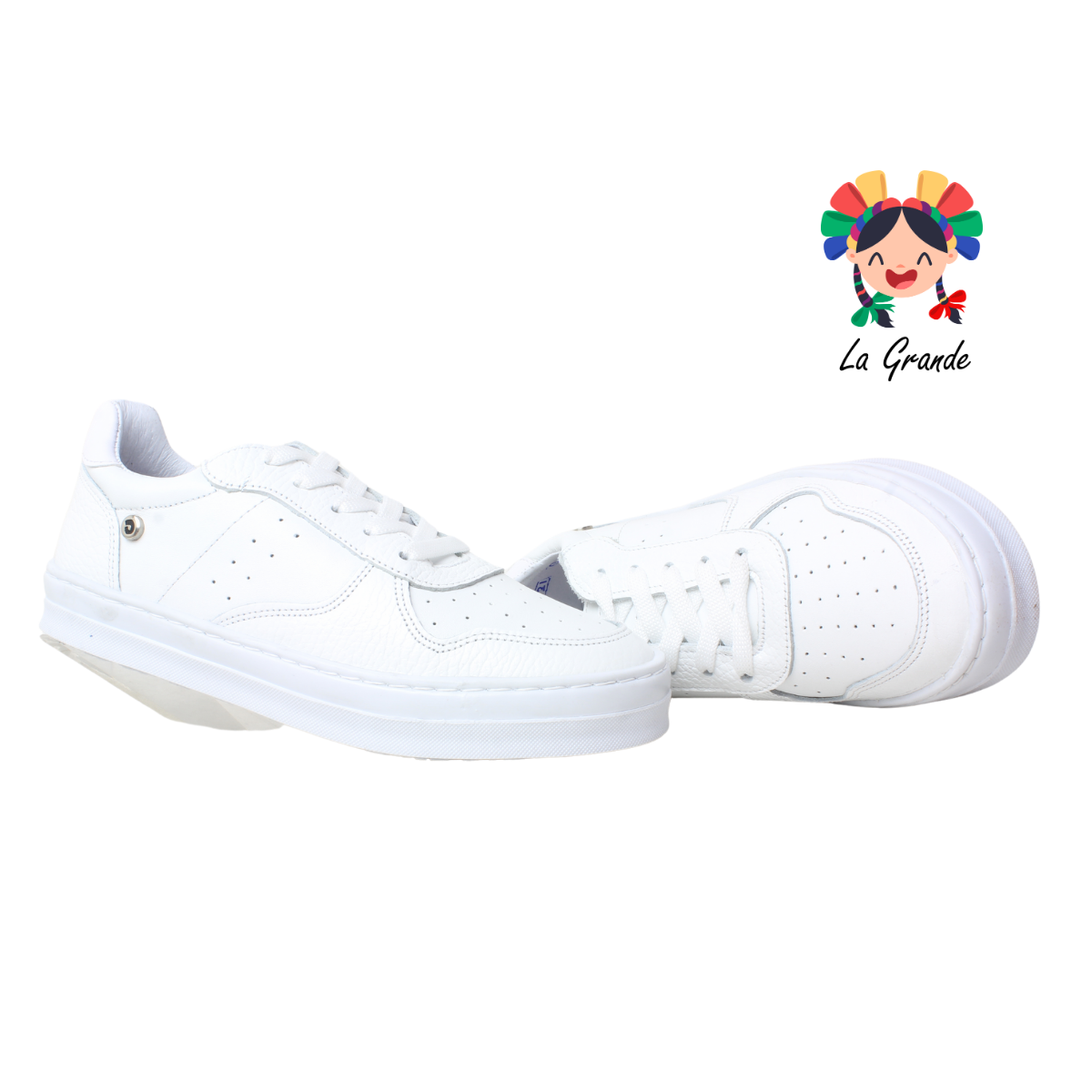 6721 DOGI Blanco Piel Tenis Escolar para Dama y Joven
