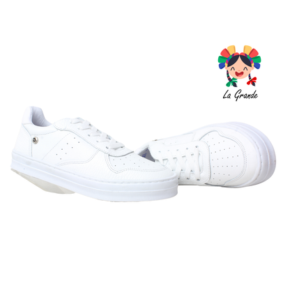 6721 DOGI Blanco Piel Tenis Escolar para Dama y Joven
