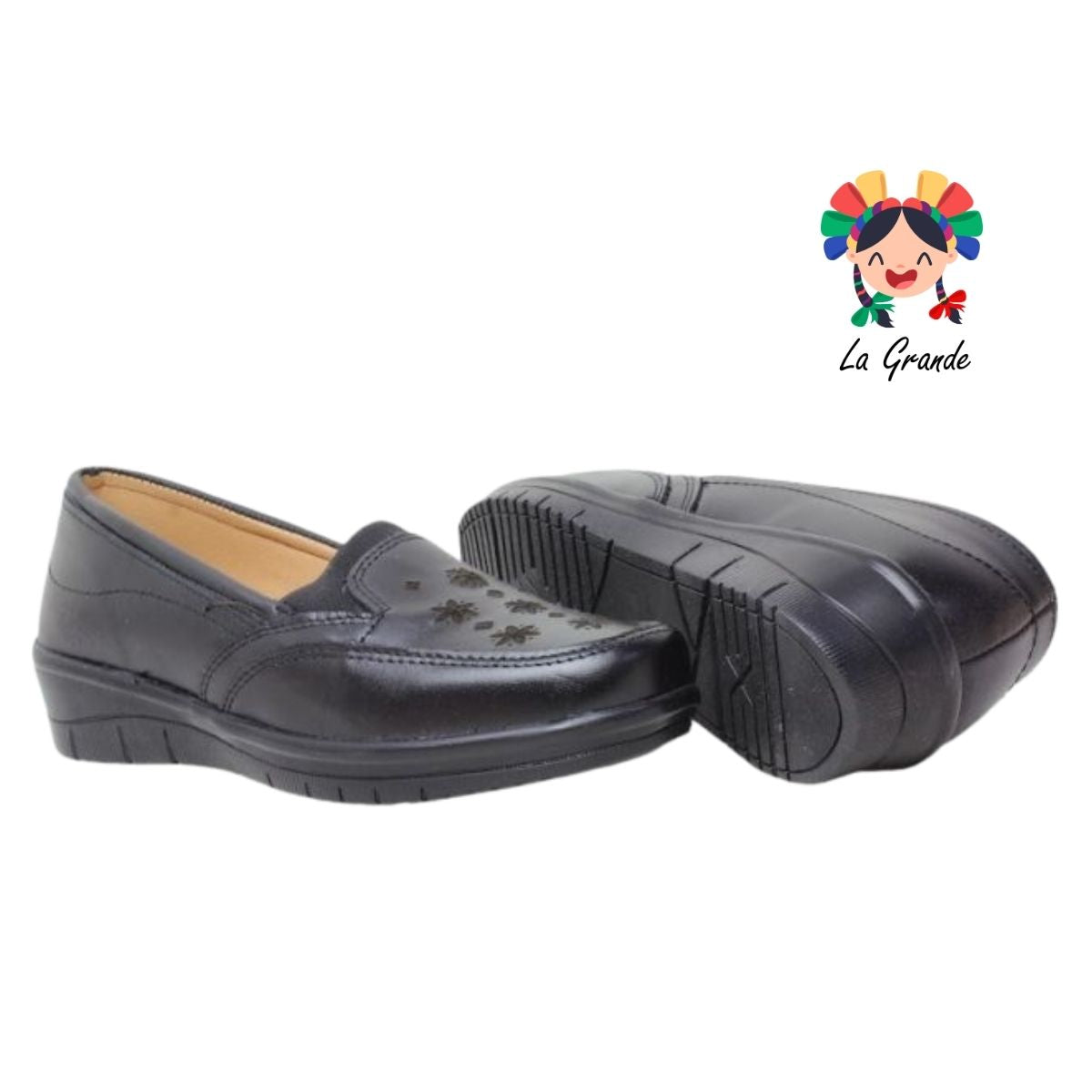 672 VARENKA Negro Piel Zapato Casual para Dama