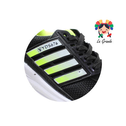 676 YEDIS Negro Neon Tenis Deportivo para Niña y Niño