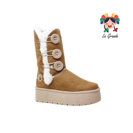 679 SHADOW Camel Textil Bota Casual con Botones para Niña