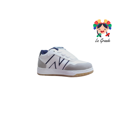 420 ROJO ARANDANO Blanco Marino Tenis Casual para Niña, Niño