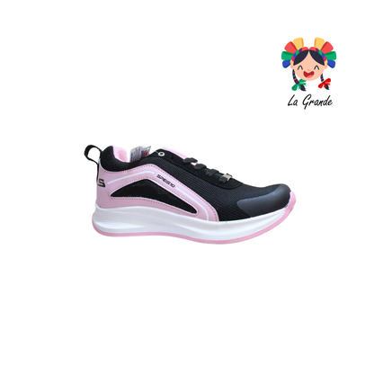 024 SPEIS10 Negro Rosa Tenis Deportivo para Dama