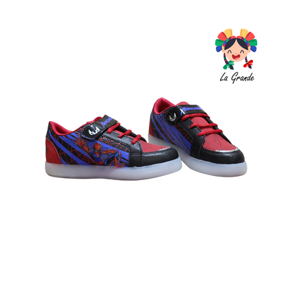 35-A SPACE BOYS Negro Rojo Sint Tenis Casual con Luz Led para Niño