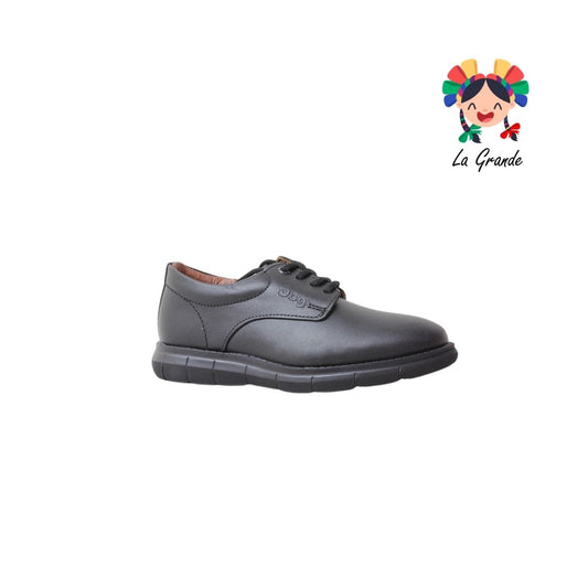 6806 DOGI Negro Piel Zapato Escolar para Niño y Joven