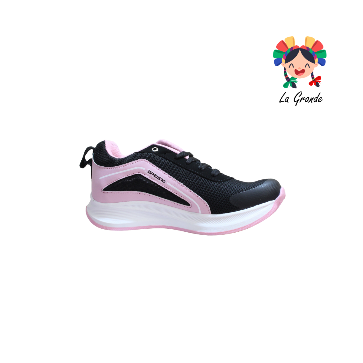 024 SPEIS10 Negro Rosa Tenis Deportivo para Dama