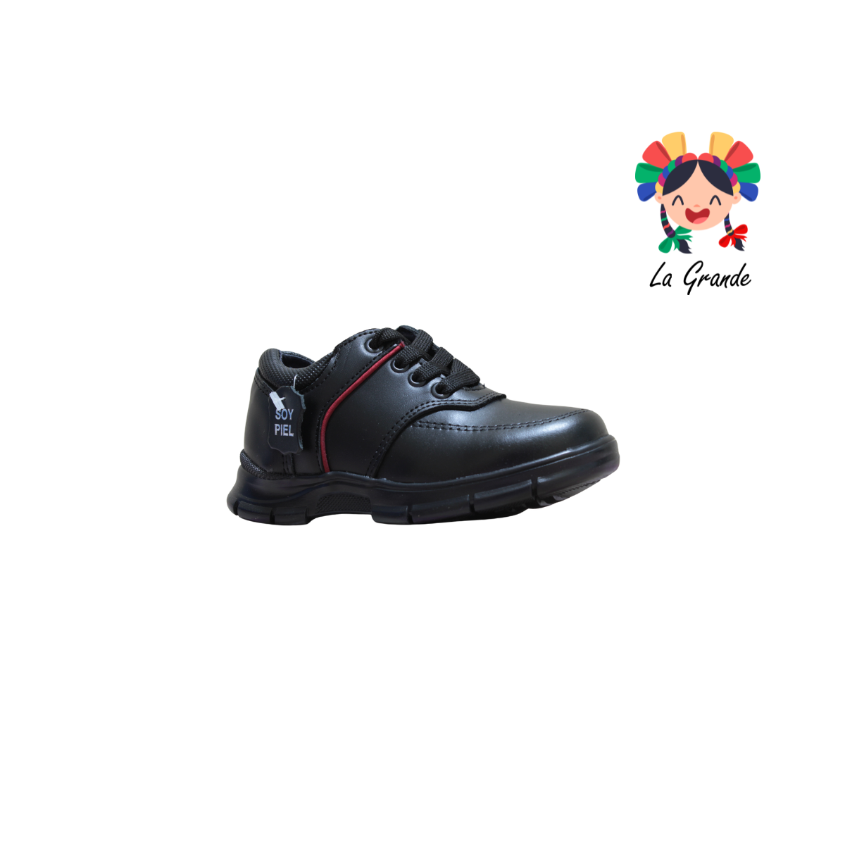 8019 BUGATY SHOES Negro Piel Zapato Escolar para Niño