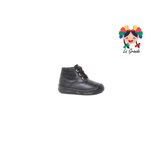 6903 DOGI Negro Piel Zapato para Bebé y Niño