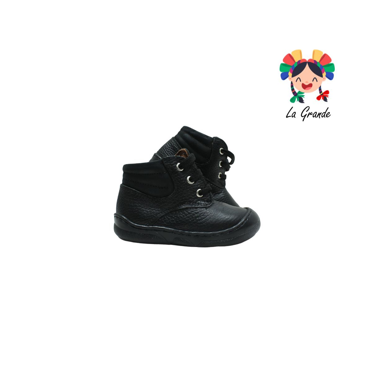 6903 DOGI Negro Piel Zapato para Bebé y Niño