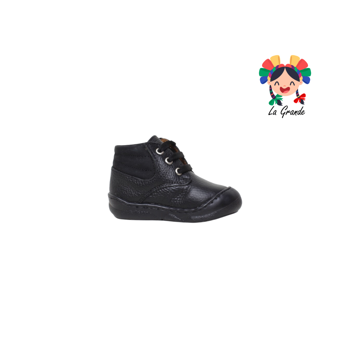 6903 DOGI Negro Piel Zapato para Bebé y Niño