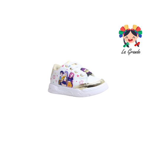 T3-01 DANIELS Blanco Oro Cristal Tenis Casual para Bebé