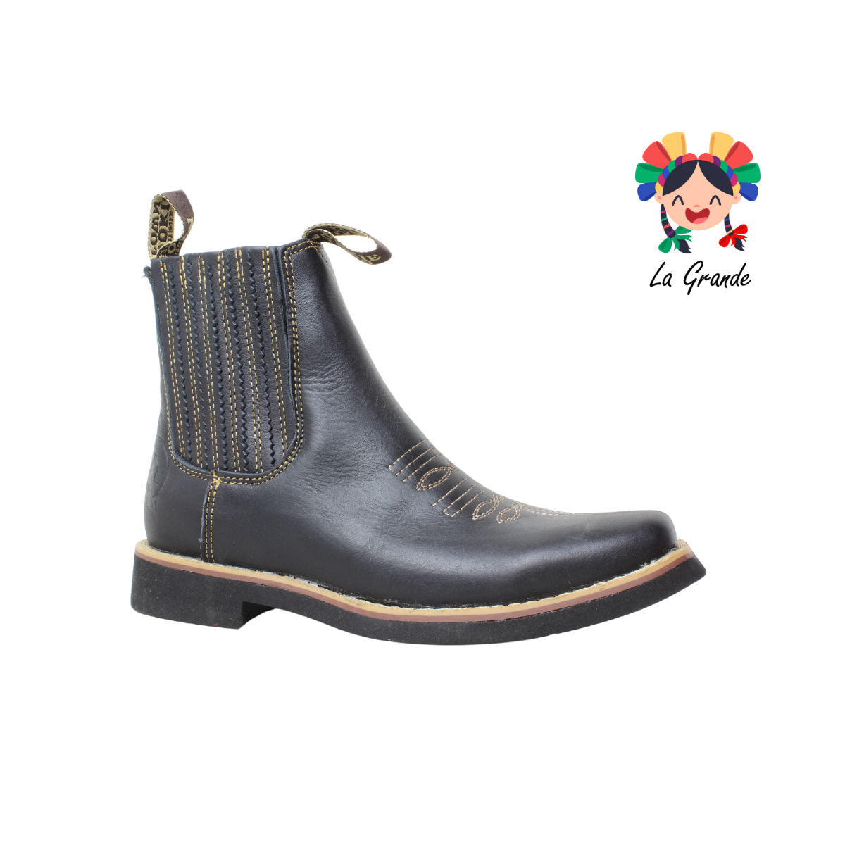 266 NOOKIE TOWN Negro Grasso Piel Botin Vaquero para Caballero