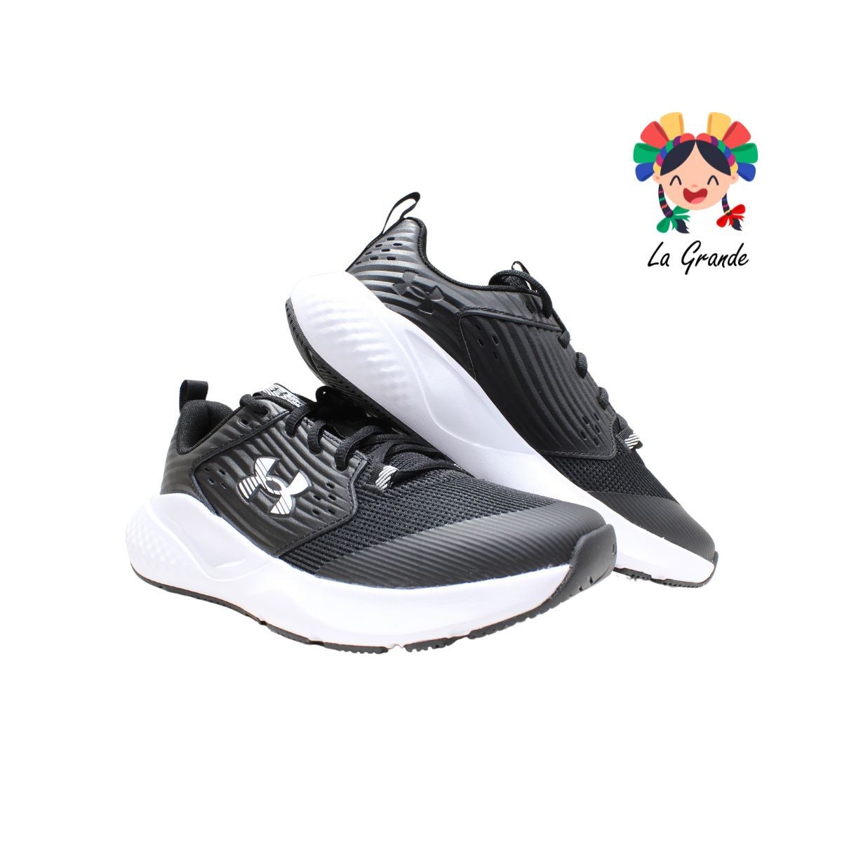 7004 UNDER ARMOUR Negro Blanco Tenis Deportivo Original Importado para Dama y Joven