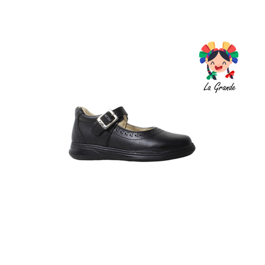 7009 DOGI Negro Piel Zapato Escolar para Niña