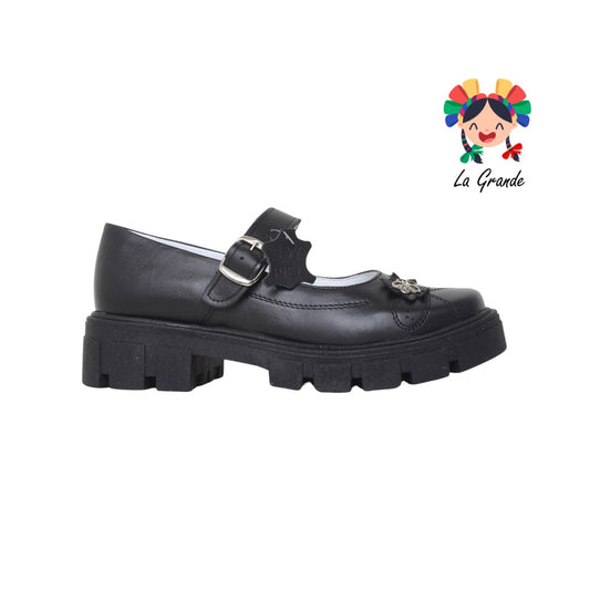 700 BRIANDA Negro Piel Zapato Escolar para Niña y Dama