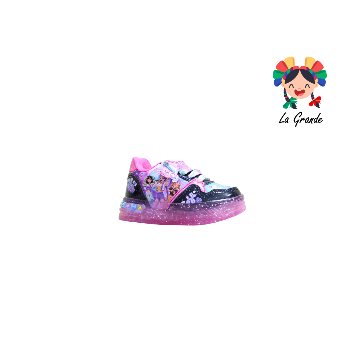 700 HUNTRI ON KIDS Negro Multicolor Sint Tenis con Luces Led para Bebé y Niña