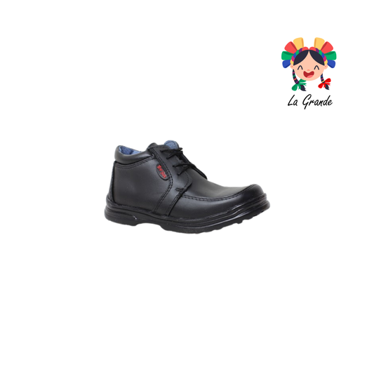 701 TOY BOX Negro Piel Zapato Tipo Bota Escolar para Niño