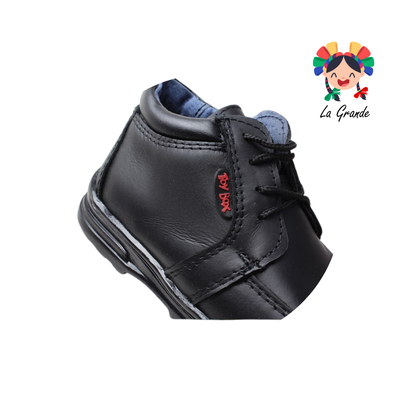 701 TOY BOX Negro Piel Zapato Tipo Bota Escolar para Niño