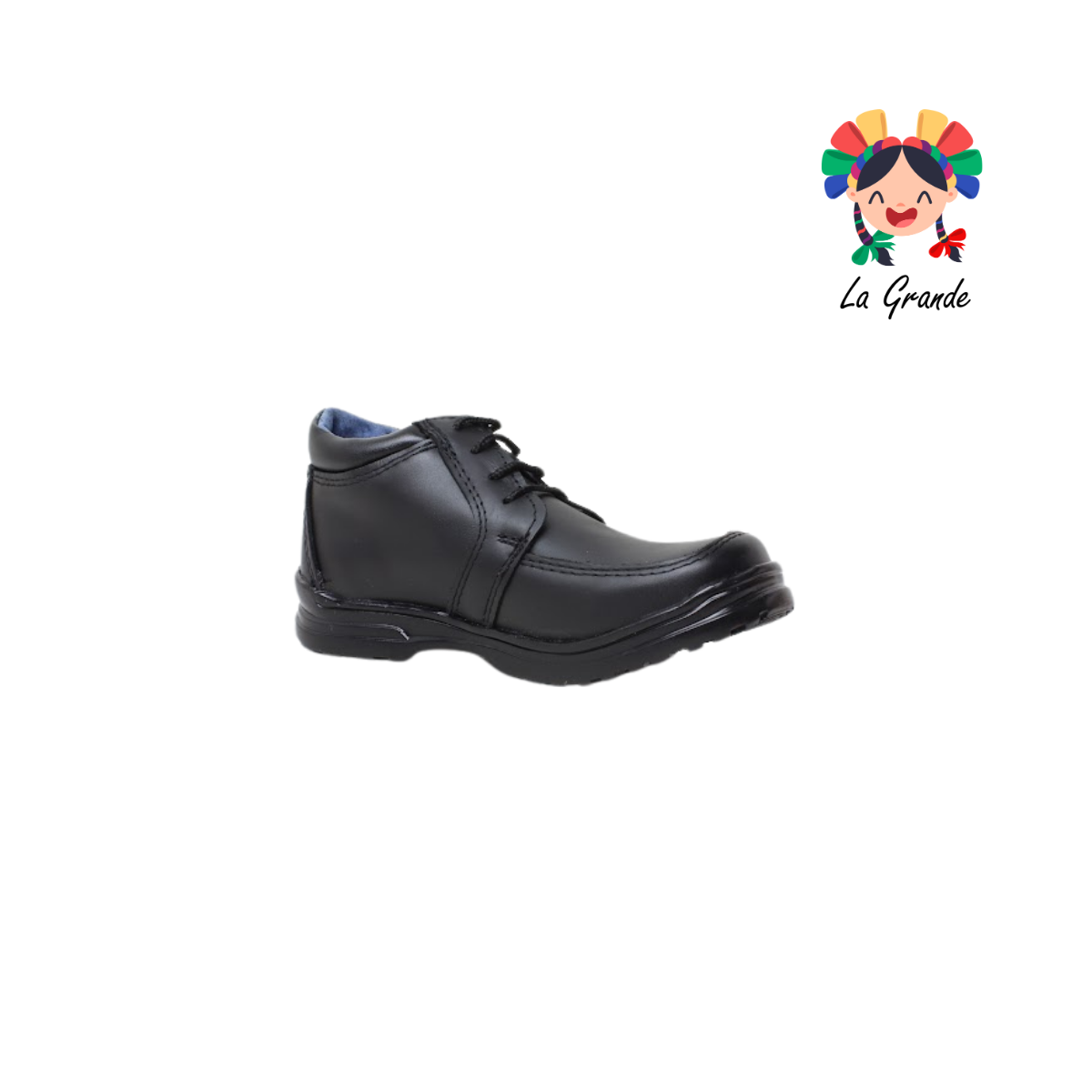 701 TOY BOX Negro Piel Zapato Tipo Bota Escolar para Niño