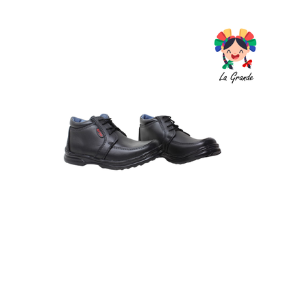 701 TOY BOX Negro Piel Zapato Tipo Bota Escolar para Niño