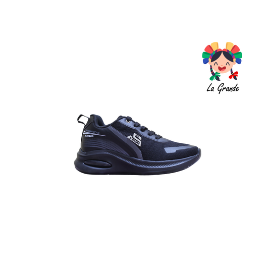 704 H-NEGRO Negro Oxford Tenis Deportivo con Válvula para Dama y Joven