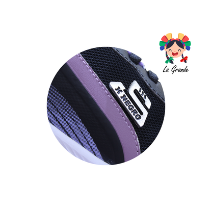 704 H-NEGRO Negro Lila Tenis Deportivo con Válvula para Dama