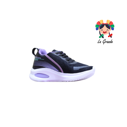 704 H-NEGRO Negro Lila Tenis Deportivo con Válvula para Dama