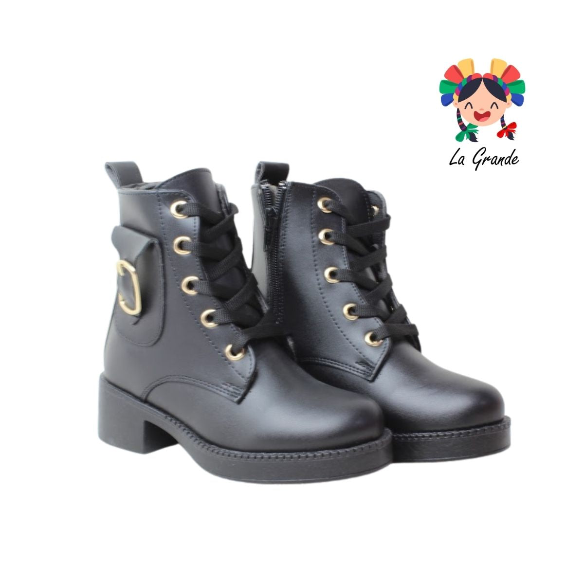 704 YUL Negro Cabra Bota Casual para Niña