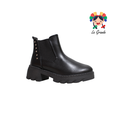 708 YUL Negro Piel Bota para Niña y  Dama