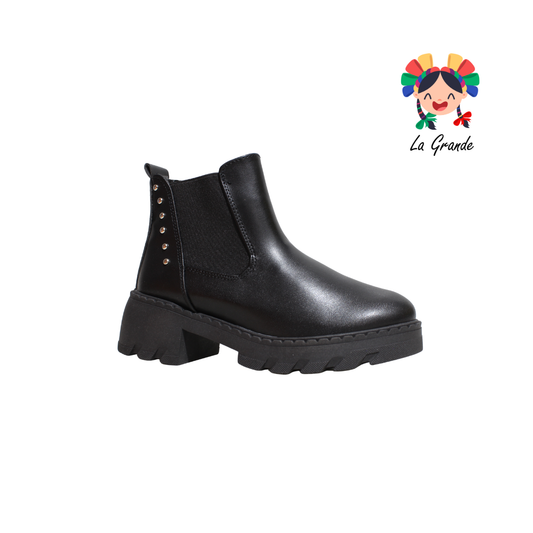 708 YUL Negro Piel Bota para Niña y  Dama