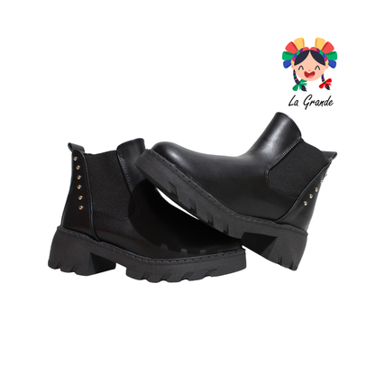 708 YUL Negro Piel Bota para Niña y  Dama