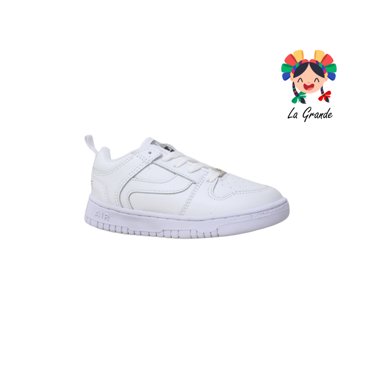 7091 H-GROSS Blanco Blanco Piel Tenis Escolar para Niña y Niño