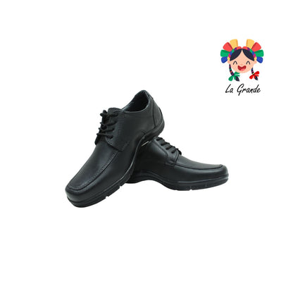 7100 NEVADA Negro Piel Zapato para Joven
