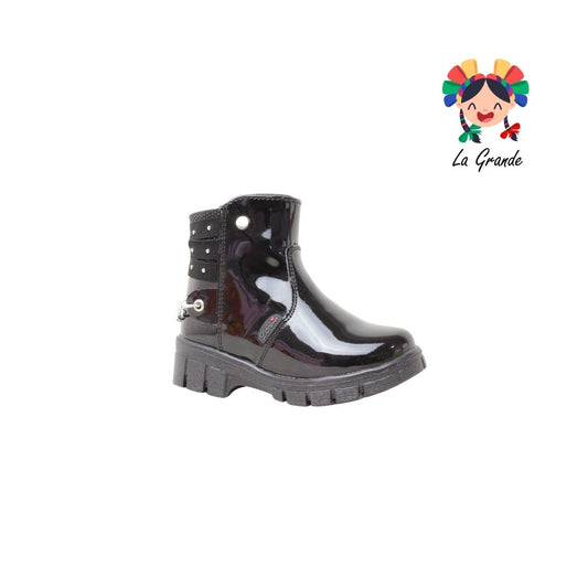 7109 LADY FLORES Negro Charol Botín Casual para Niña