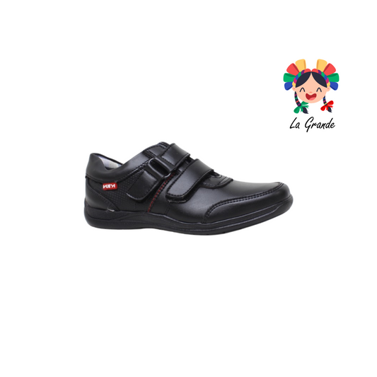 710 VELRA Negro Sint Zapato Escolar doble velcro para Niño, Joven y Caballero