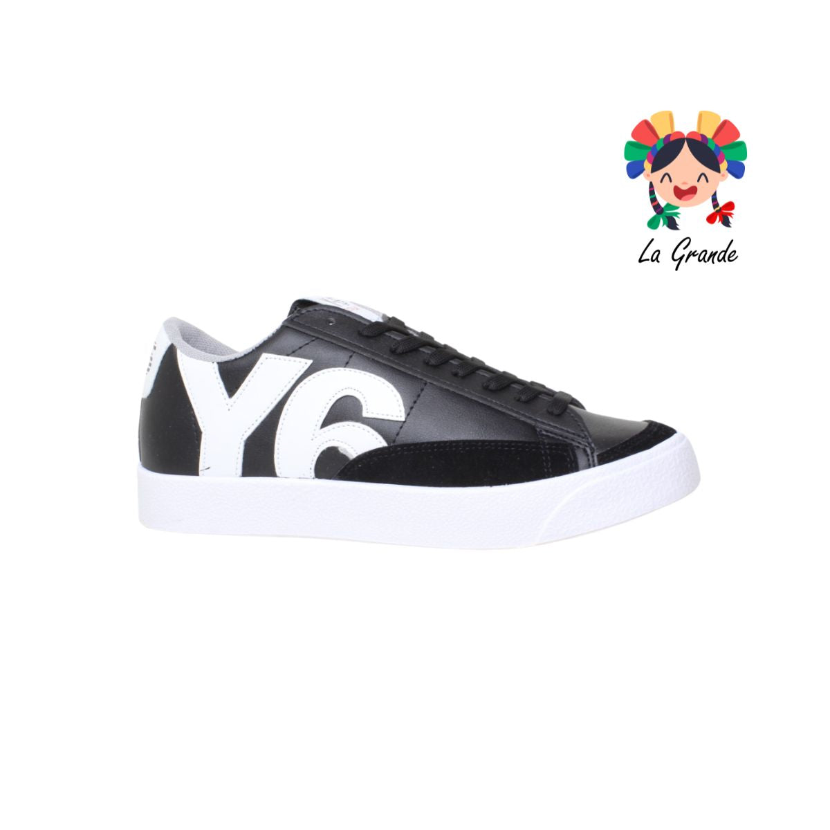 715 Y-6 Negro Blanco Sint Tenis Casual para Caballero