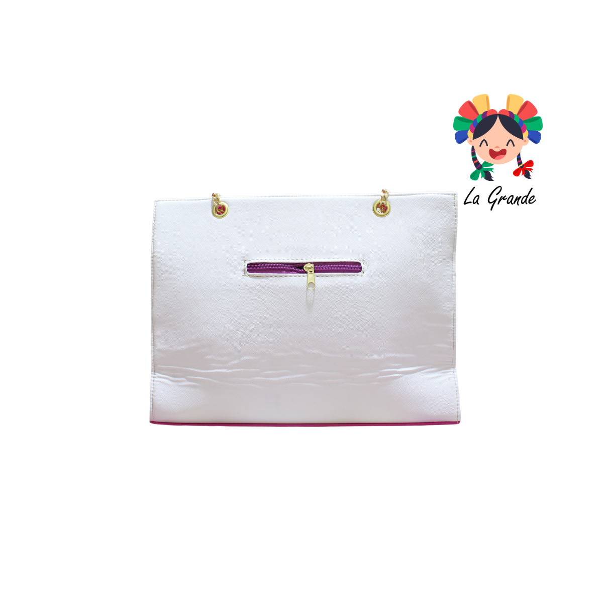 038 STICH LUCCIANA Bolsa Bco Rosa Casual Cuadrada con Cadena para Dama