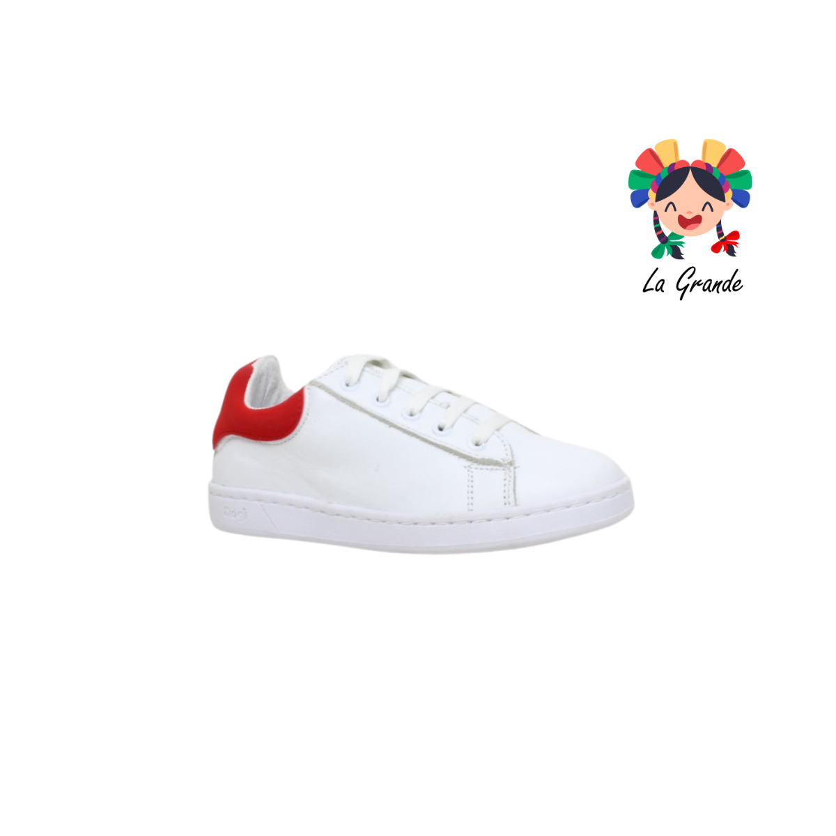 7209 DOGI Blanco Carmín Piel Tenis Escolar para Niña y Niño