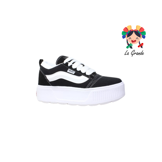720 VANPI Negro Blanco Lona Tenis Casual con Suela Gruesa para Dama