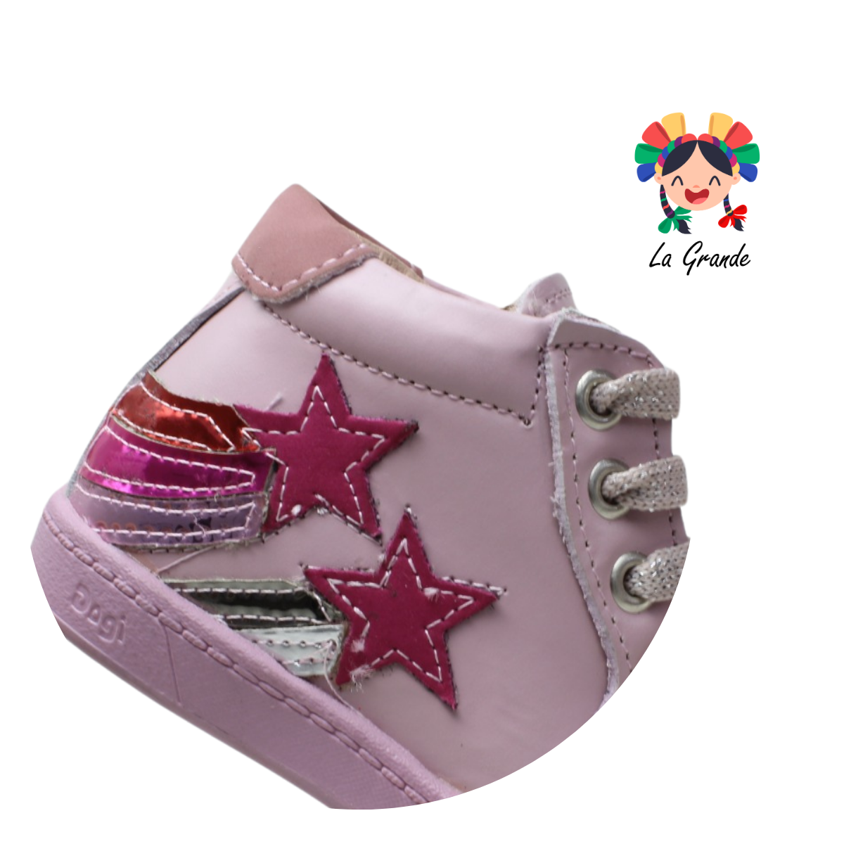 7218 DOGI Rosa Piel Tenis Casual con Estrellas para Bebé y Niña