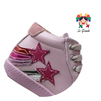7218 DOGI Rosa Piel Tenis Casual con Estrellas para Bebé y Niña