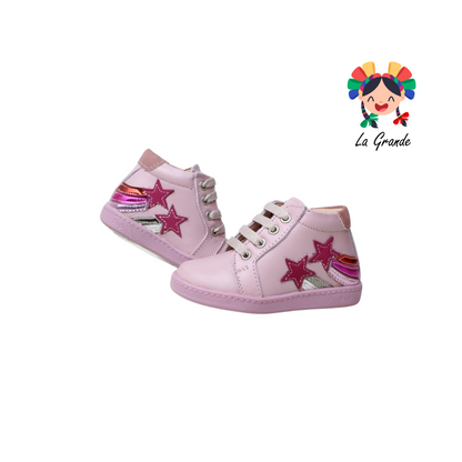 7218 DOGI Rosa Piel Tenis Casual con Estrellas para Bebé y Niña