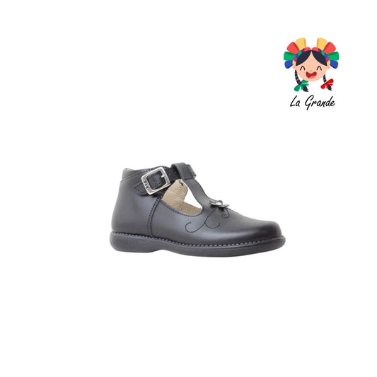721 DOGI Negro Piel Zapato Escolar para Niña