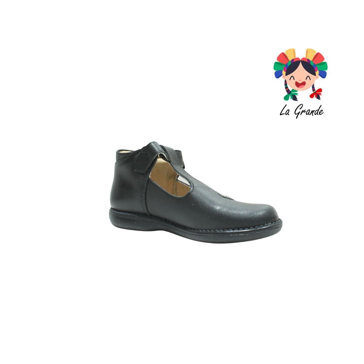 726 DOGI Negro Piel Zapato Escolar para Niña